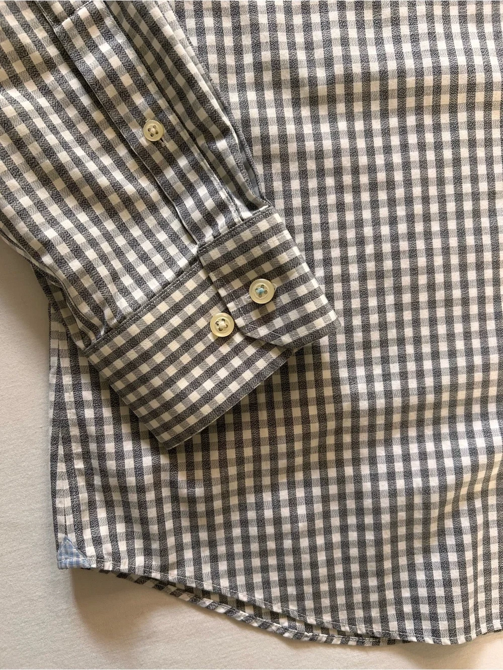 Banana Republic Grant Fit Gray Gingham Non-Iron Dress Shirt XL